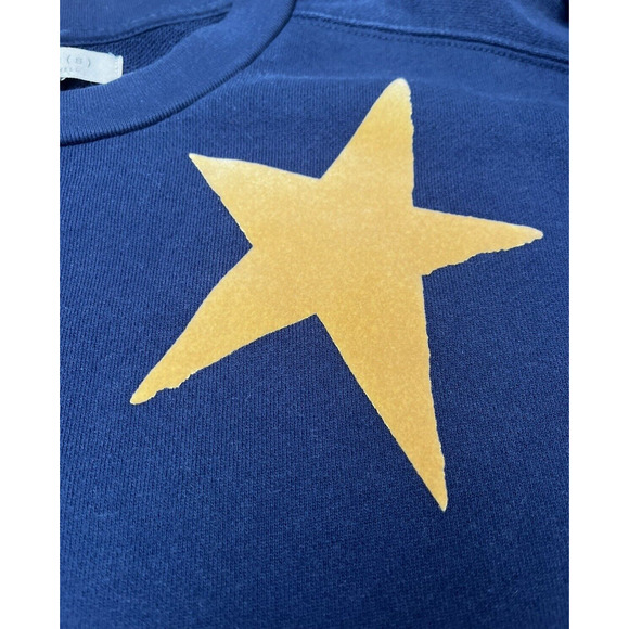 Miles(s) By MADEWELL Women SZ M Sweatshirt Pullover Faux Leather Stars Crew Neck - Picture 10 of 11